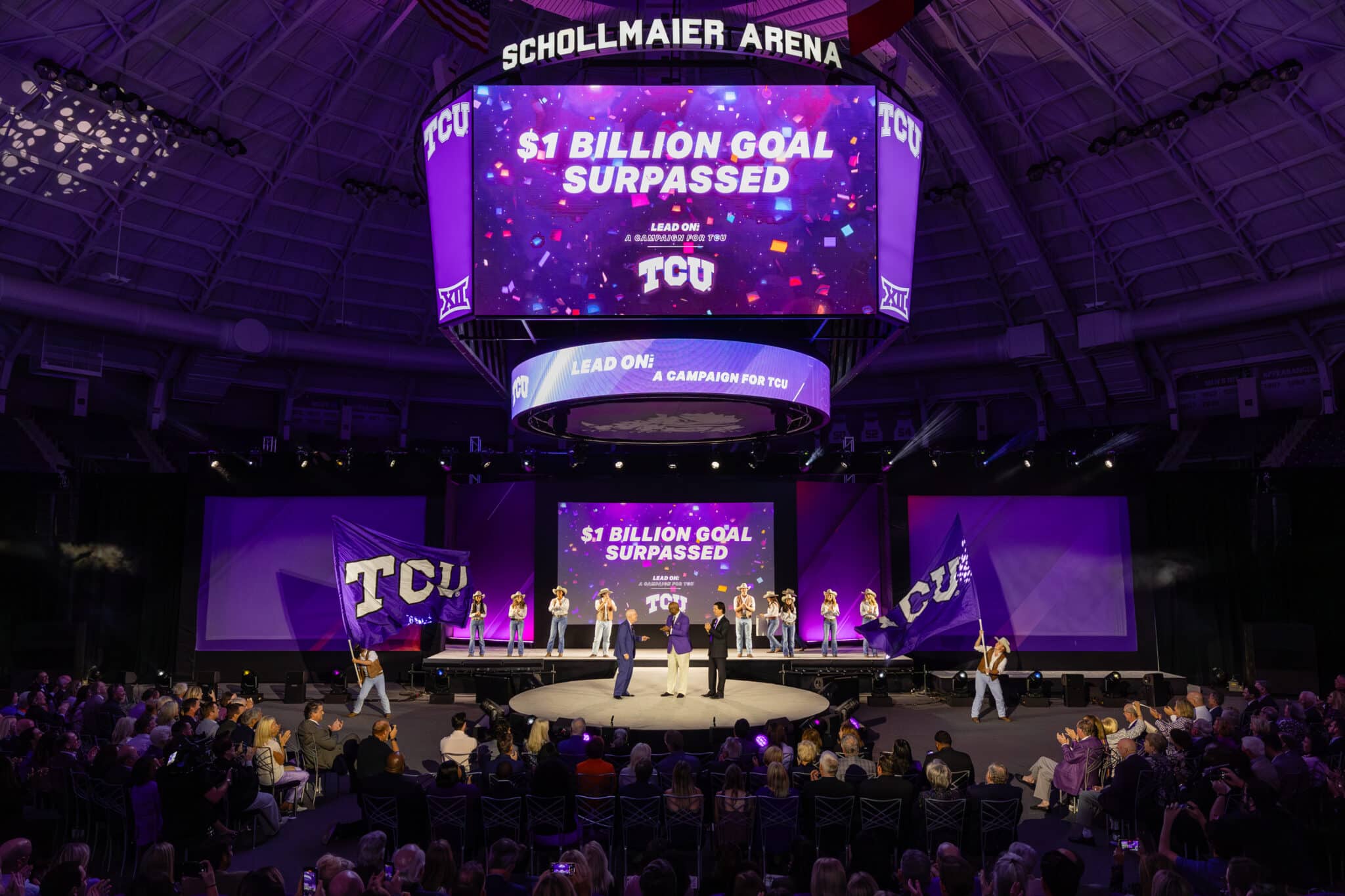 TCU donors, volunteers, alumni, and friends celebrate the university's Lead On fundraising campaign Thursday night. Photo courtesy of TCU