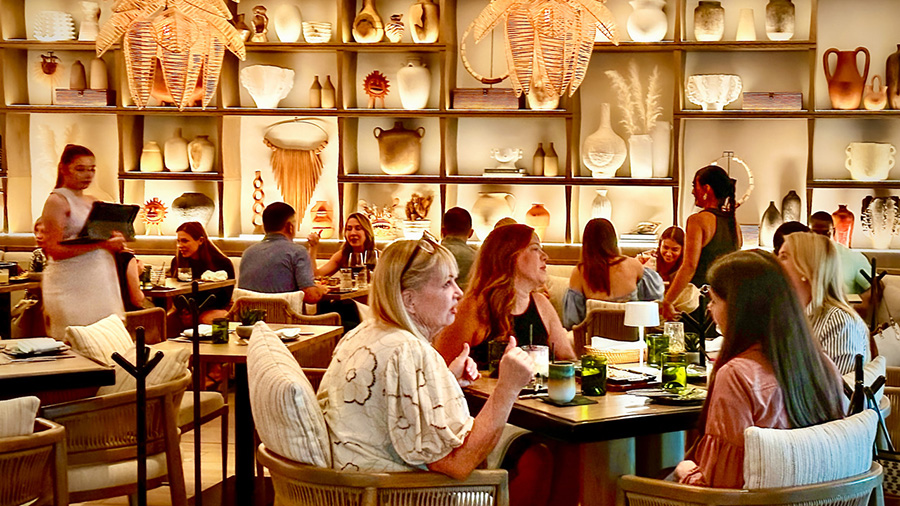 Interior of Mar y Sol Cocina, filled with diners enjoying their meals