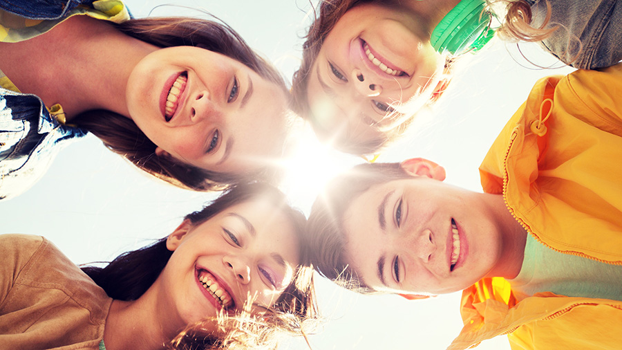 Friends smiling together