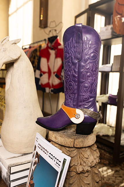 A deep purple Western boot