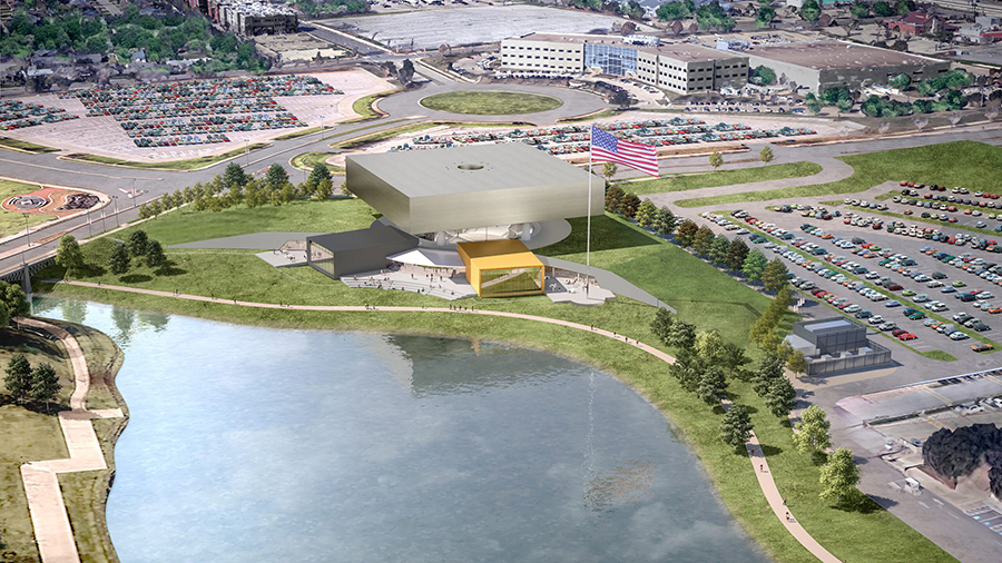 An aerial view of the National Medal of Honor Museum