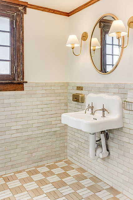 A beautifully designed sink area at Saddlerock Wine + Beer