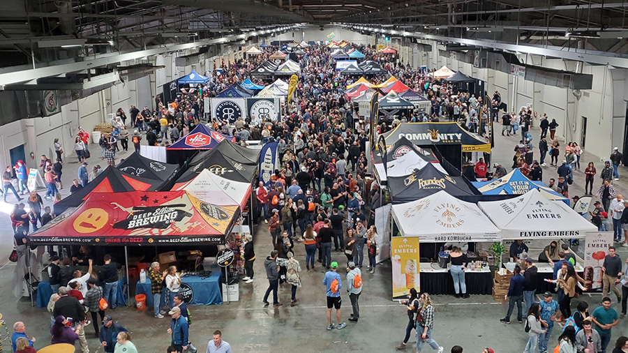 An overhead view of tents at Big Texas Beer Fest